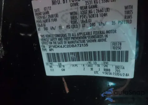 2013 Ford Edge Sel from USA, damaged, VIN 2FMDK4JC2DBA72135